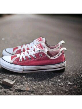 Converse All Star~Classic Low Top Double Tongue  w/  Stars Sneakers Girls Size 4